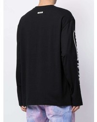 schwarzes bedrucktes Langarmshirt von MSGM