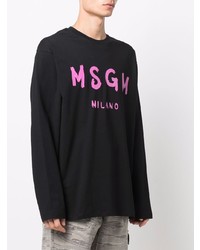 schwarzes bedrucktes Langarmshirt von MSGM