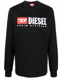 schwarzes bedrucktes Langarmshirt von Diesel