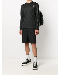 schwarzes bedrucktes Langarmshirt von Black Comme Des Garçons