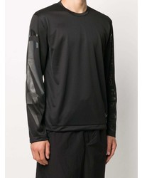 schwarzes bedrucktes Langarmshirt von Black Comme Des Garçons