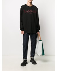 schwarzes bedrucktes Langarmshirt von Lanvin