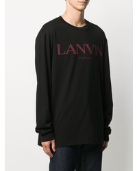 schwarzes bedrucktes Langarmshirt von Lanvin