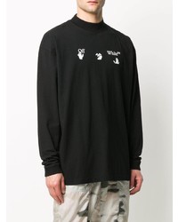 schwarzes bedrucktes Langarmshirt von Off-White