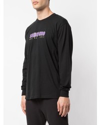 schwarzes bedrucktes Langarmshirt von Supreme