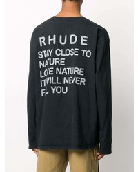 schwarzes bedrucktes Langarmshirt von Rhude