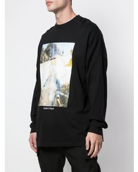 schwarzes bedrucktes Langarmshirt von Marcelo Burlon County of Milan