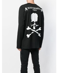 schwarzes bedrucktes Langarmshirt von Mastermind Japan