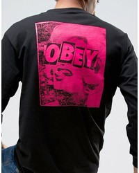 schwarzes bedrucktes Langarmshirt von Obey