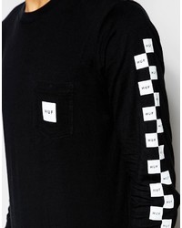 schwarzes bedrucktes Langarmshirt von HUF