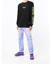 schwarzes bedrucktes Langarmshirt von MSGM