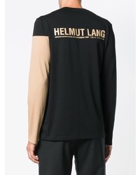 schwarzes bedrucktes Langarmshirt von Helmut Lang