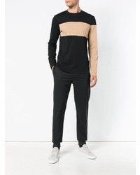 schwarzes bedrucktes Langarmshirt von Helmut Lang