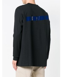 schwarzes bedrucktes Langarmshirt von Raf Simons X Fred Perry