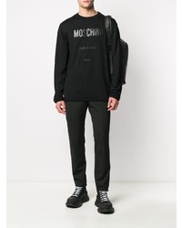 schwarzes bedrucktes Langarmshirt von Moschino