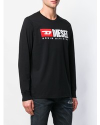 schwarzes bedrucktes Langarmshirt von Diesel