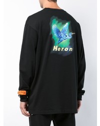 schwarzes bedrucktes Langarmshirt von Heron Preston