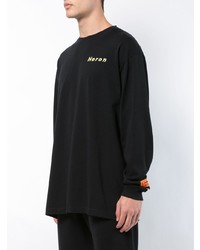 schwarzes bedrucktes Langarmshirt von Heron Preston