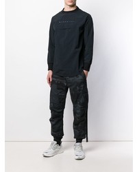 schwarzes bedrucktes Langarmshirt von Maharishi