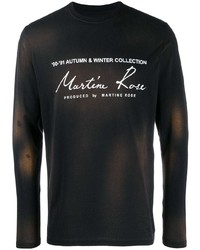 schwarzes bedrucktes Langarmshirt von Martine Rose