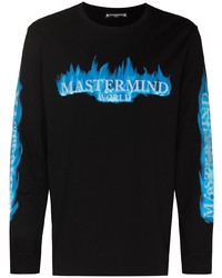 schwarzes bedrucktes Langarmshirt von Mastermind Japan