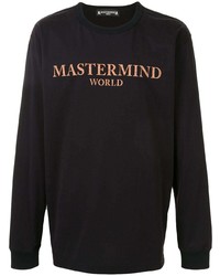 schwarzes bedrucktes Langarmshirt von Mastermind World