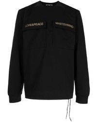schwarzes bedrucktes Langarmshirt von Mastermind World