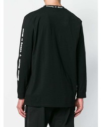 schwarzes bedrucktes Langarmshirt von Marcelo Burlon County of Milan