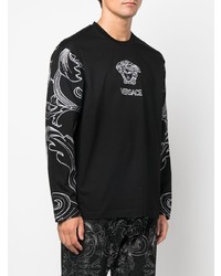schwarzes bedrucktes Langarmshirt von Versace