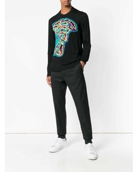 schwarzes bedrucktes Langarmshirt von Versace Collection