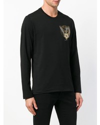 schwarzes bedrucktes Langarmshirt von Versace Jeans