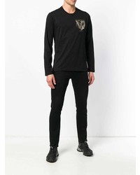 schwarzes bedrucktes Langarmshirt von Versace Jeans