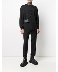 schwarzes bedrucktes Langarmshirt von MSGM