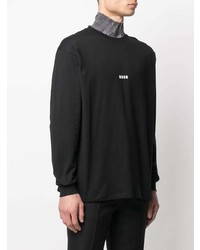 schwarzes bedrucktes Langarmshirt von MSGM