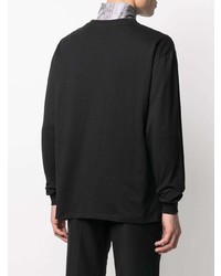 schwarzes bedrucktes Langarmshirt von MSGM