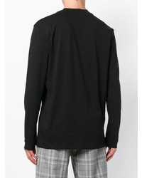 schwarzes bedrucktes Langarmshirt von MSGM