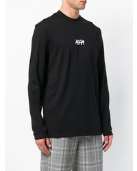 schwarzes bedrucktes Langarmshirt von MSGM