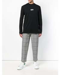 schwarzes bedrucktes Langarmshirt von MSGM