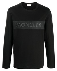 schwarzes bedrucktes Langarmshirt von Moncler