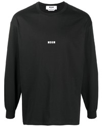 schwarzes bedrucktes Langarmshirt von MSGM