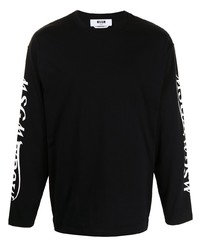 schwarzes bedrucktes Langarmshirt von MSGM