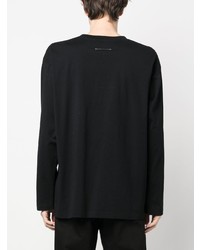 schwarzes bedrucktes Langarmshirt von MM6 MAISON MARGIELA