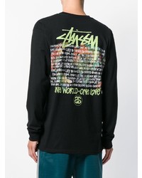 schwarzes bedrucktes Langarmshirt von Stussy