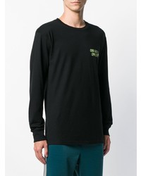 schwarzes bedrucktes Langarmshirt von Stussy