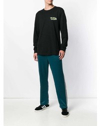 schwarzes bedrucktes Langarmshirt von Stussy