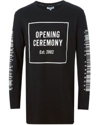 schwarzes bedrucktes Langarmshirt von Opening Ceremony
