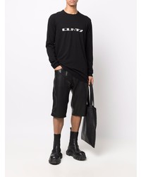 schwarzes bedrucktes Langarmshirt von Rick Owens DRKSHDW