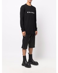 schwarzes bedrucktes Langarmshirt von Rick Owens DRKSHDW