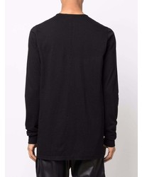 schwarzes bedrucktes Langarmshirt von Rick Owens DRKSHDW