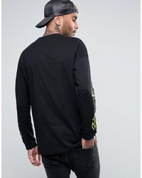 schwarzes bedrucktes Langarmshirt von Asos